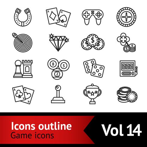 Game Outline Icons Set vector