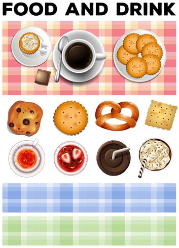 Different kind of food and drinks vector