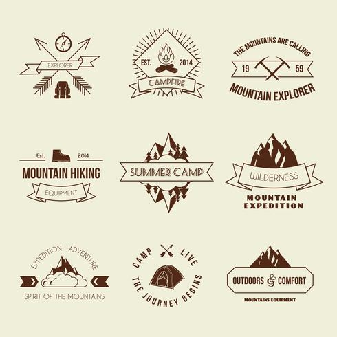 Camping labels set vector