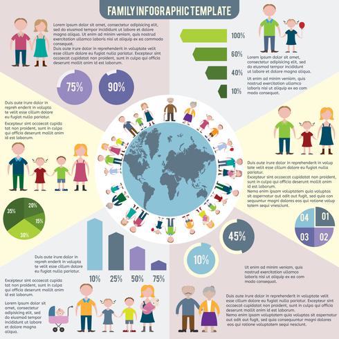 Iconos de familia infografía plana vector