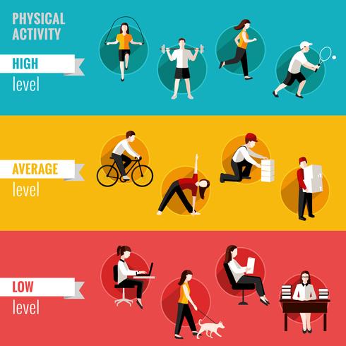 Physical activity horizontal banners vector