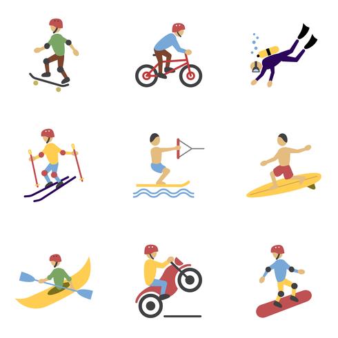Conjunto de iconos de deportes extremos vector