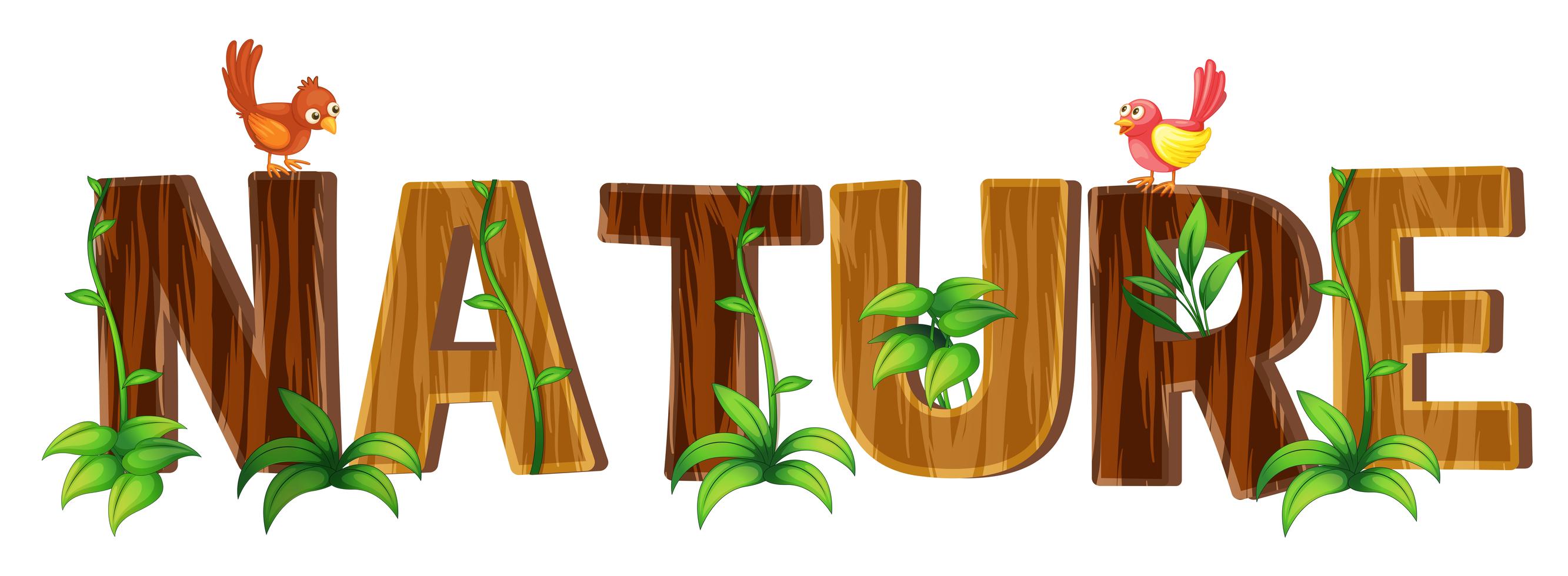 Font design with word nature 454853 Vector Art at Vecteezy