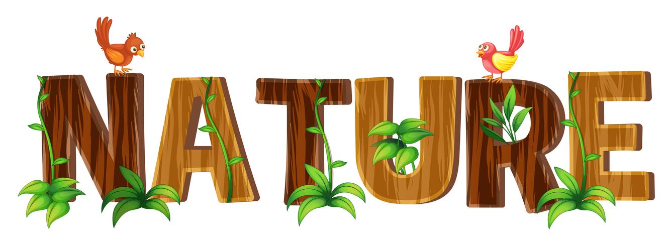 Diseño de fuentes con la palabra naturaleza. vector