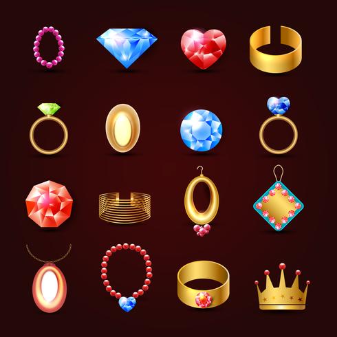 Conjunto de iconos de joyería vector