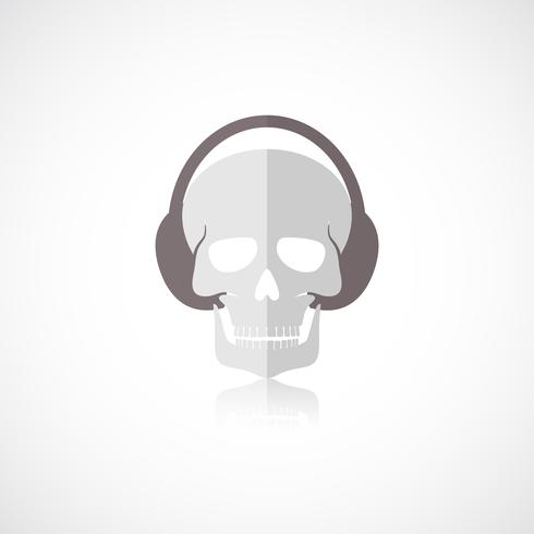 Cráneo con icono de auriculares vector