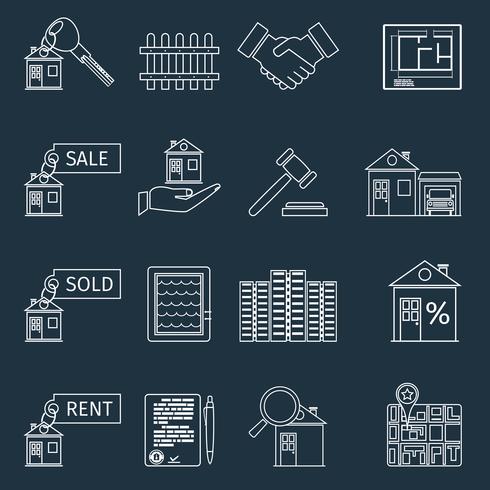 Real estate outline icons vector