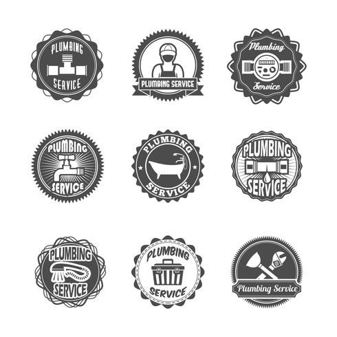 Plumbing service labels vector