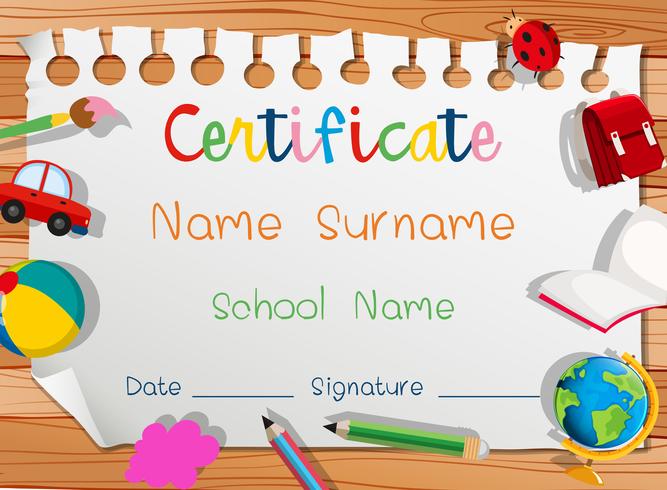 Certificate template with many toys vector