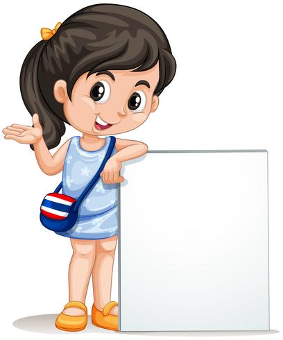 Little girl with empty sign vector