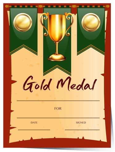 Certificate template for gold medal vector