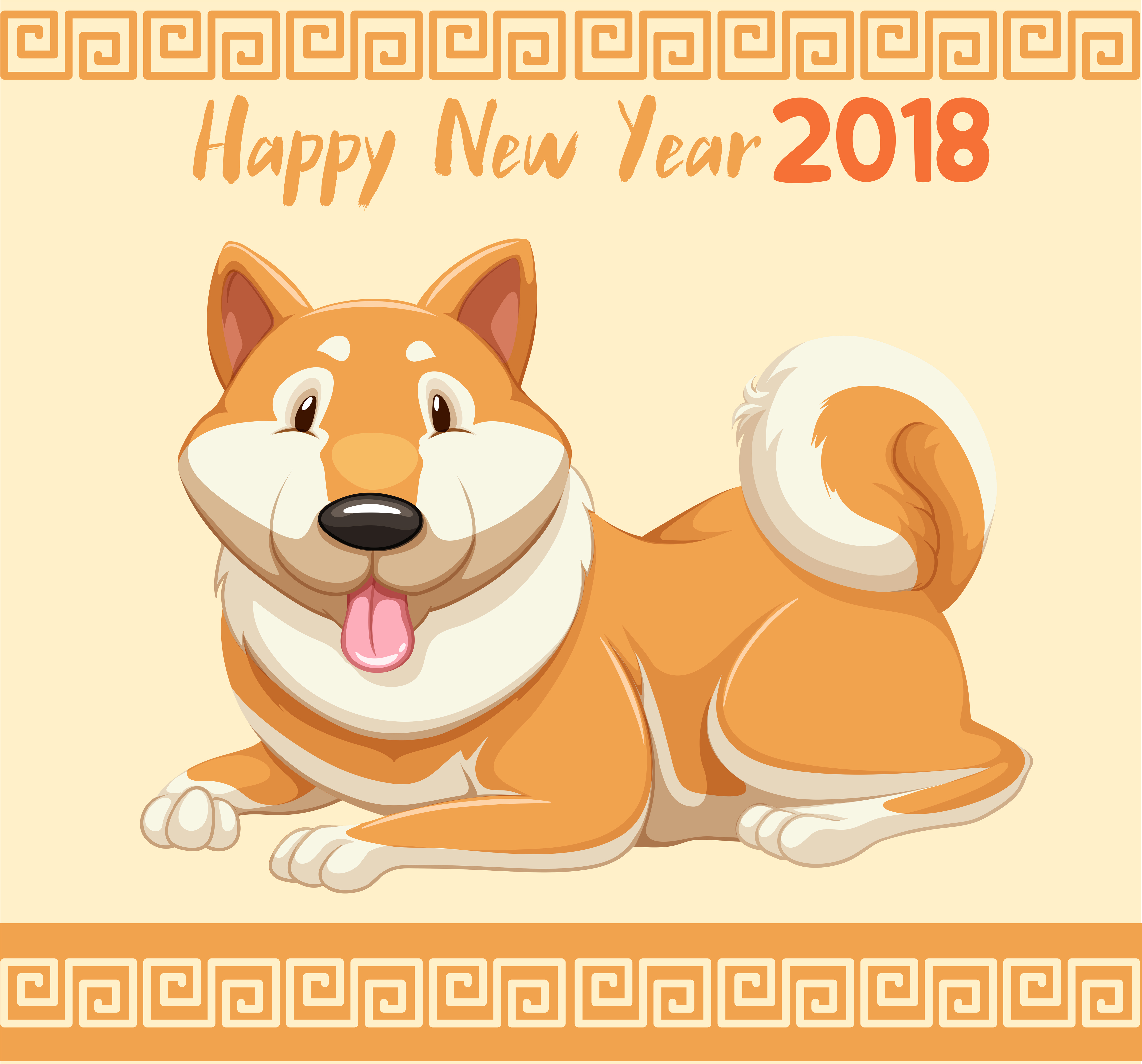 New Year Card With Cute Dog For 18 Vector Art At Vecteezy