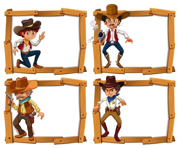 Frame template with cowboys vector