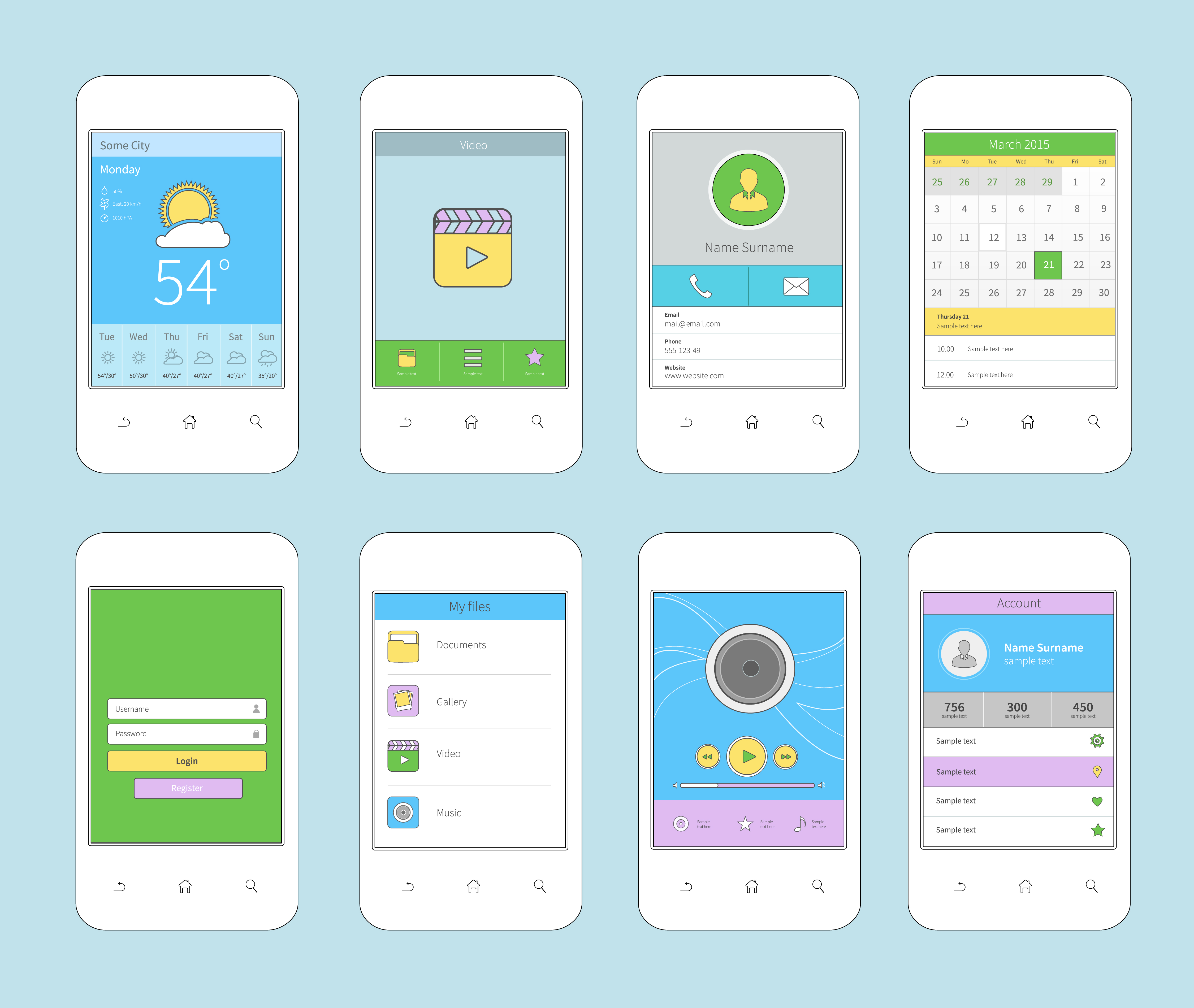 Download Mobile ui design flat line - Download Free Vectors, Clipart Graphics & Vector Art