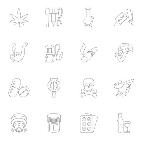 Drugs icons outline vector