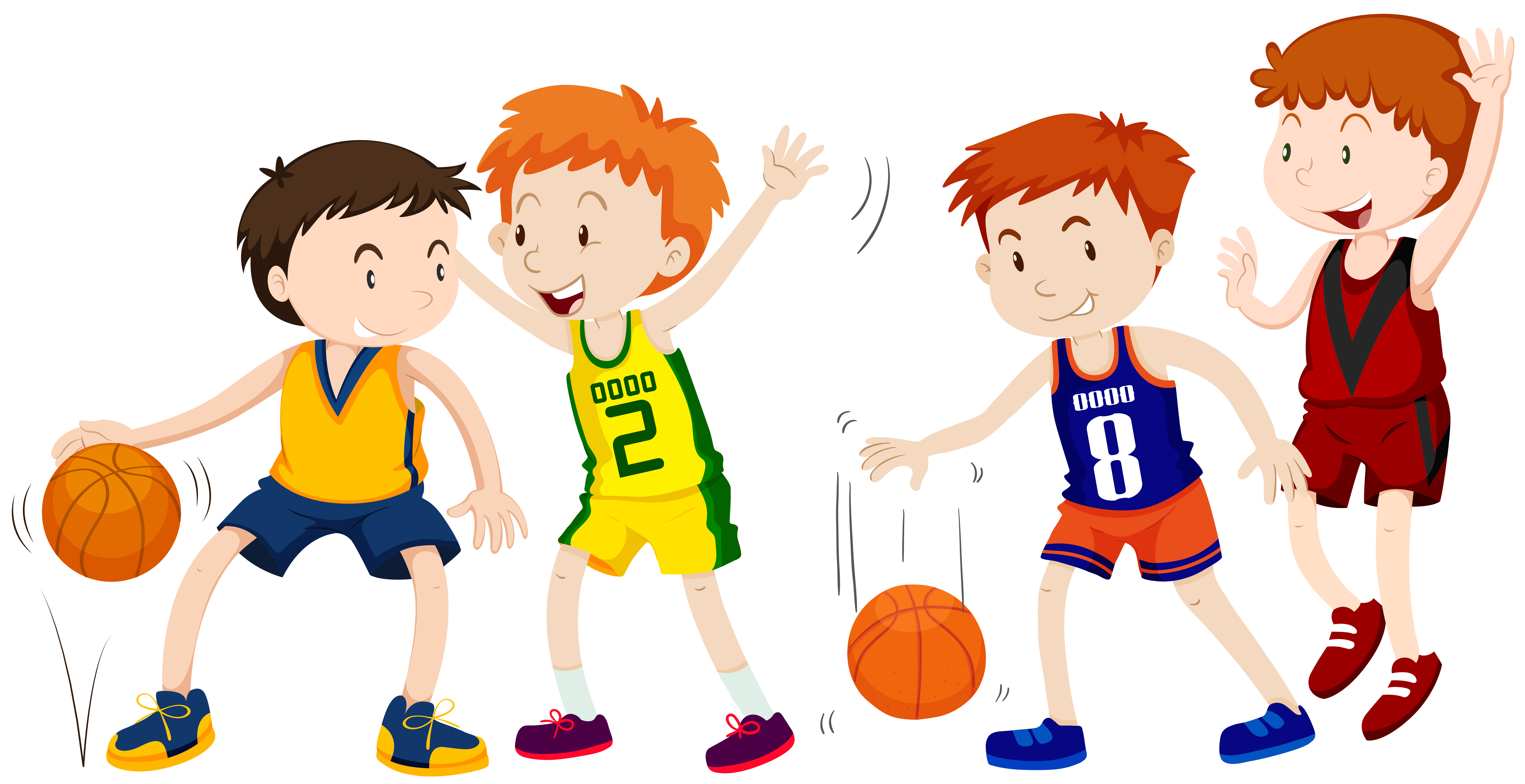 Cartoon Boy Playing Basketball