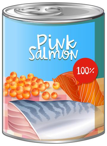 Salmón rosado en lata de aluminio. vector