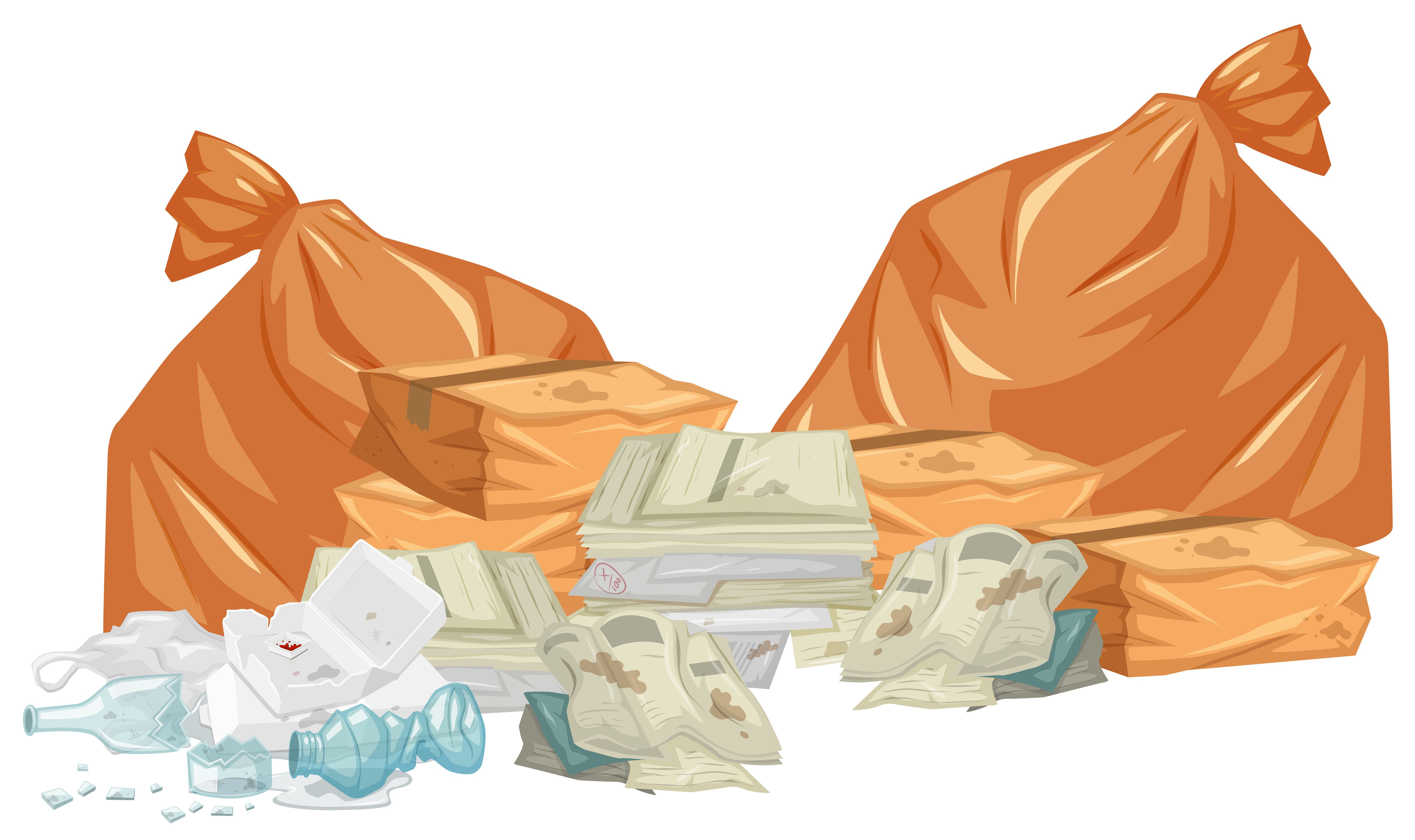 pile of trash without background