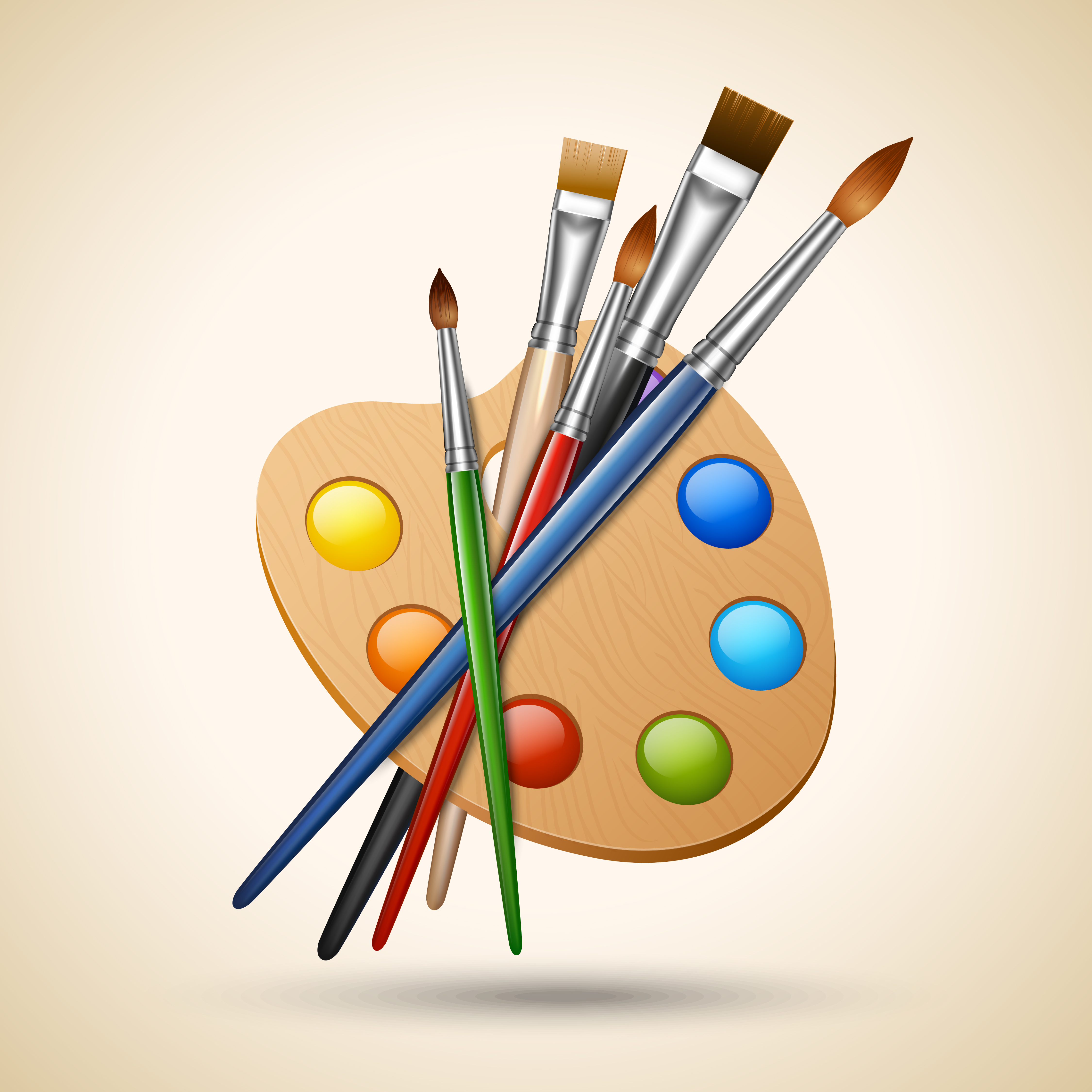 Palette with paint brushes 455038 Vector Art at Vecteezy