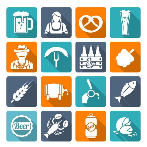 Beer icons set flat vector