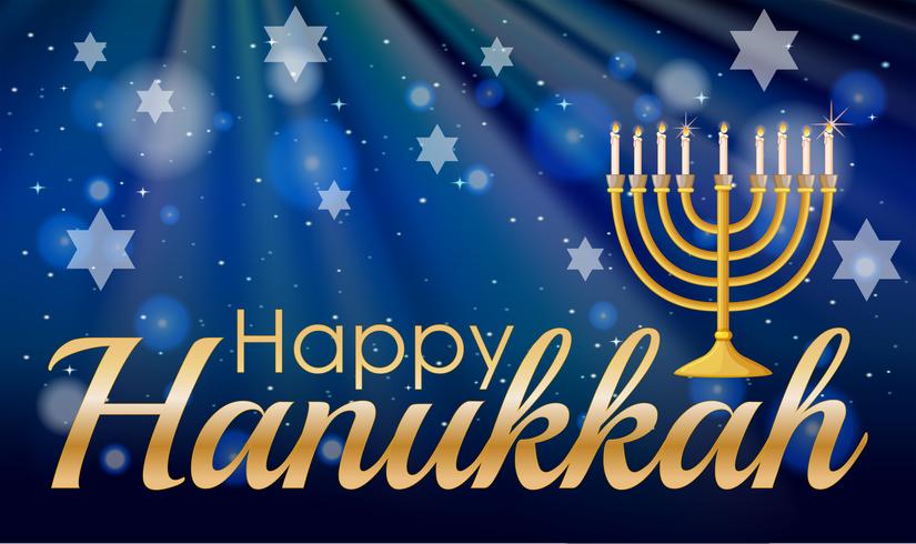 Happy Hannukkah with candles and stars vector