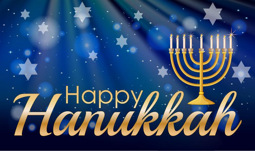 Happy Hannukkah with candles and stars vector