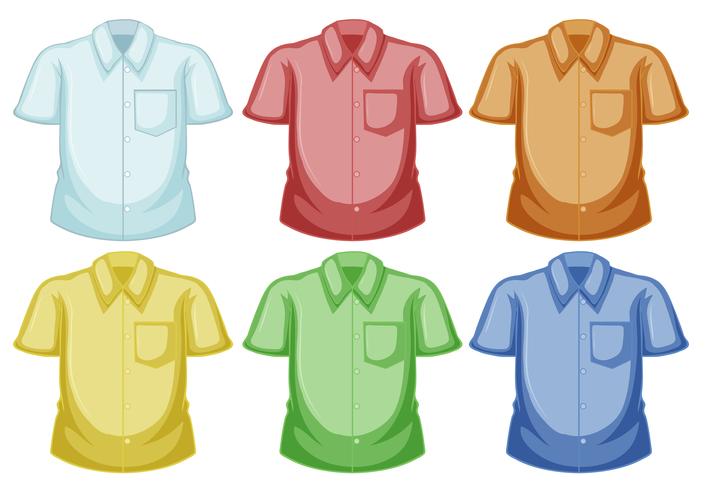 Plantillas de camiseta en diferentes colores. vector