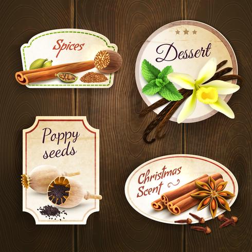 Spices badges set vector