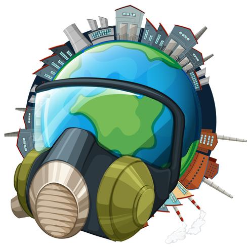 Environmental theme with earth wearing mask vector