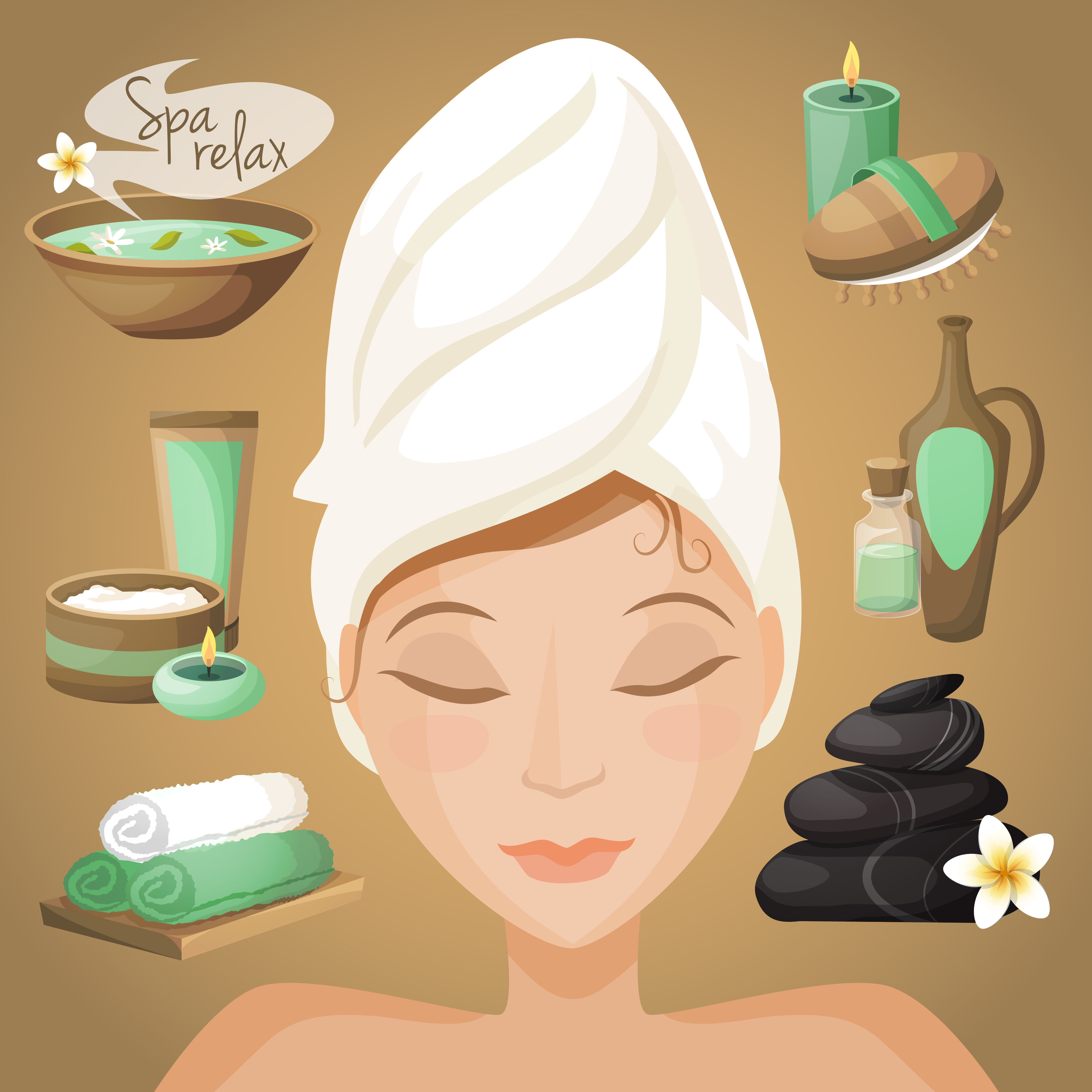Beautiful woman in spa 455091 Vector Art at Vecteezy