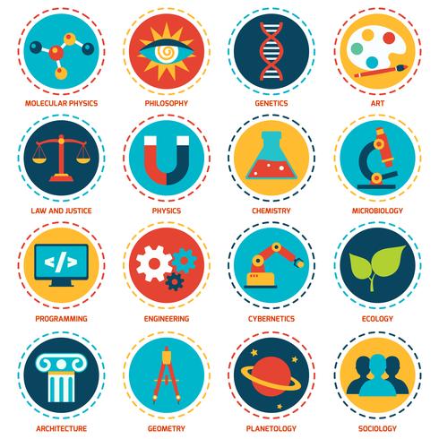 Science areas icons vector