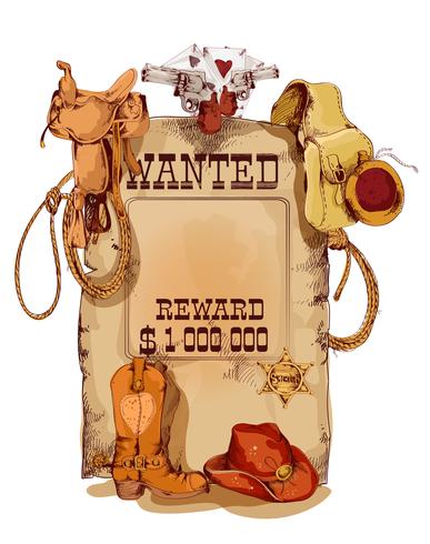 Wanted western vintage poster vector