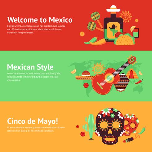 Conjunto de banners de mexico vector