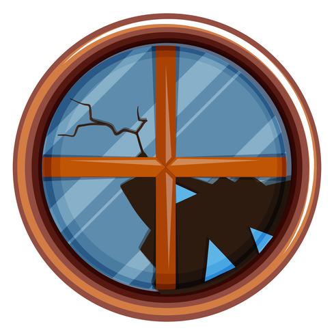 Round window with broken glass vector
