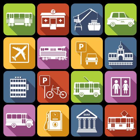 City infrastructure icons white vector