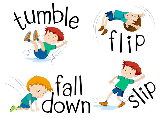 Boy flipping and falling down vector