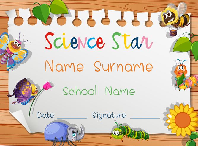 Certificate template for science star vector