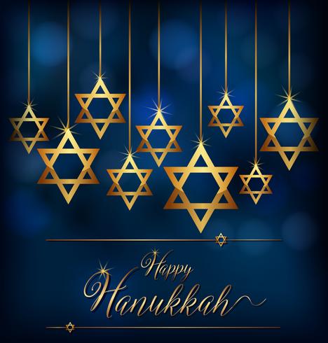 Feliz Hannukkah con el símbolo de estrella de los judíos. vector