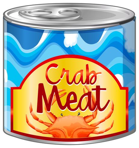 Carne de cangrejo en lata de aluminio. vector