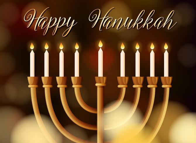 Plantilla de tarjeta de feliz Hanukkah con luz vector