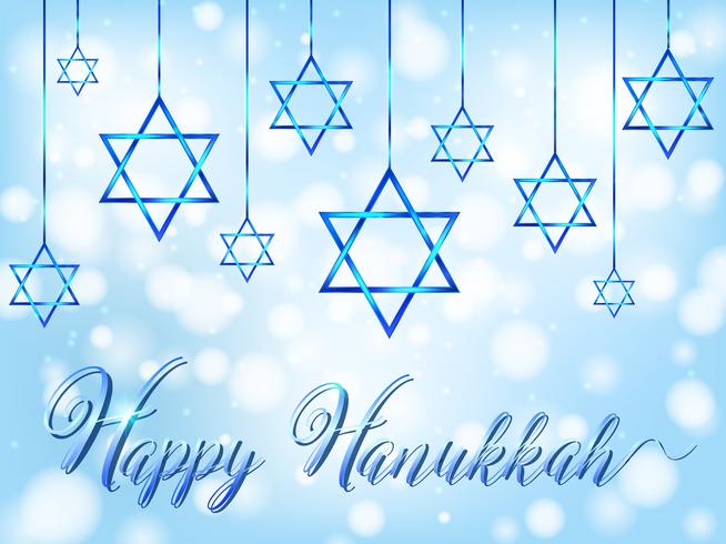 Happy Haunkkah with jews symbol on blue background vector