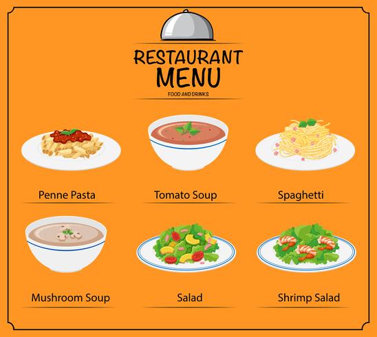 Different dish on menu