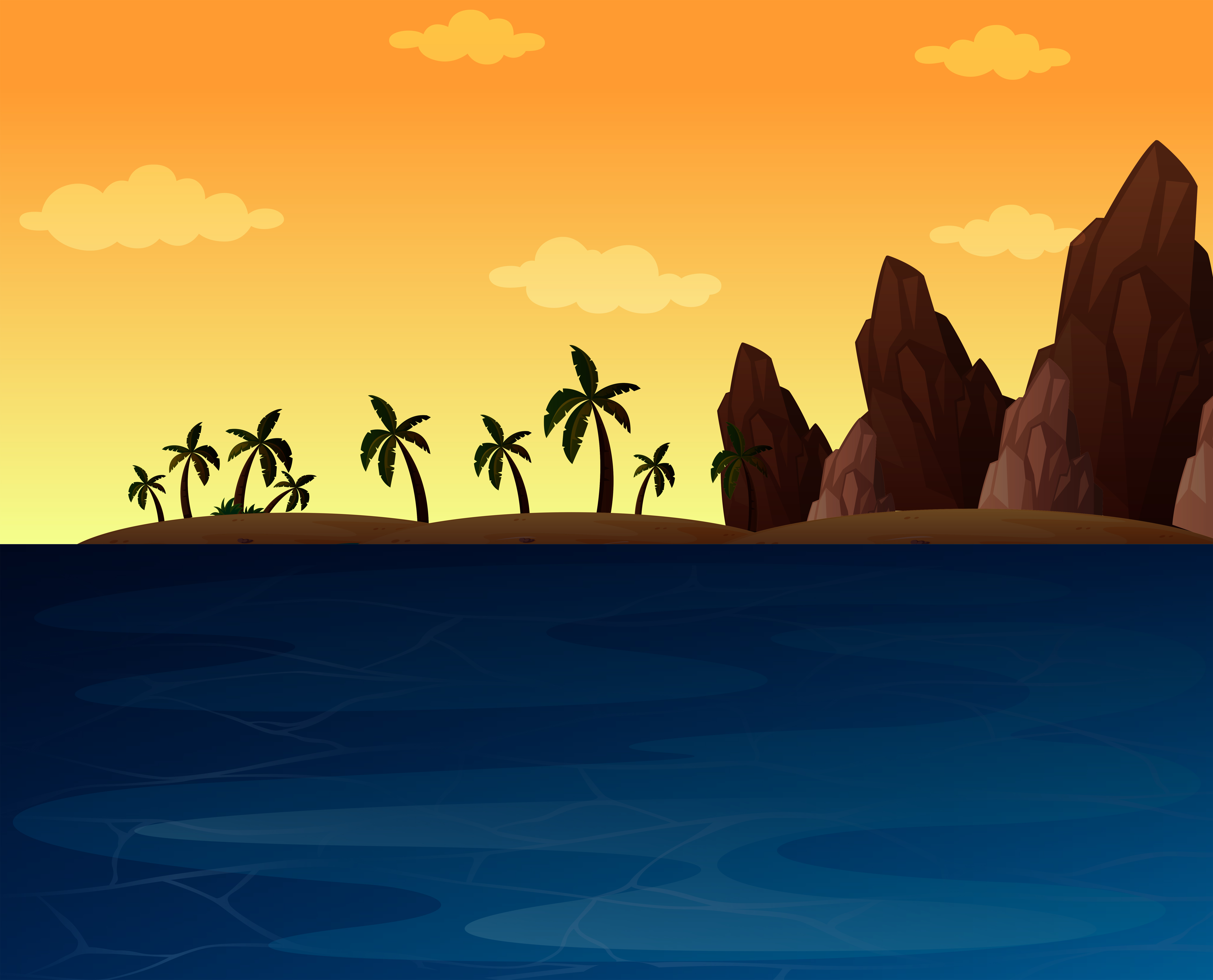 Background scene with ocean and mountain - Download Free Vectors, Clipart Graphics & Vector Art