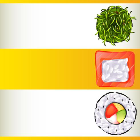 Background template with three different sushi roll vector