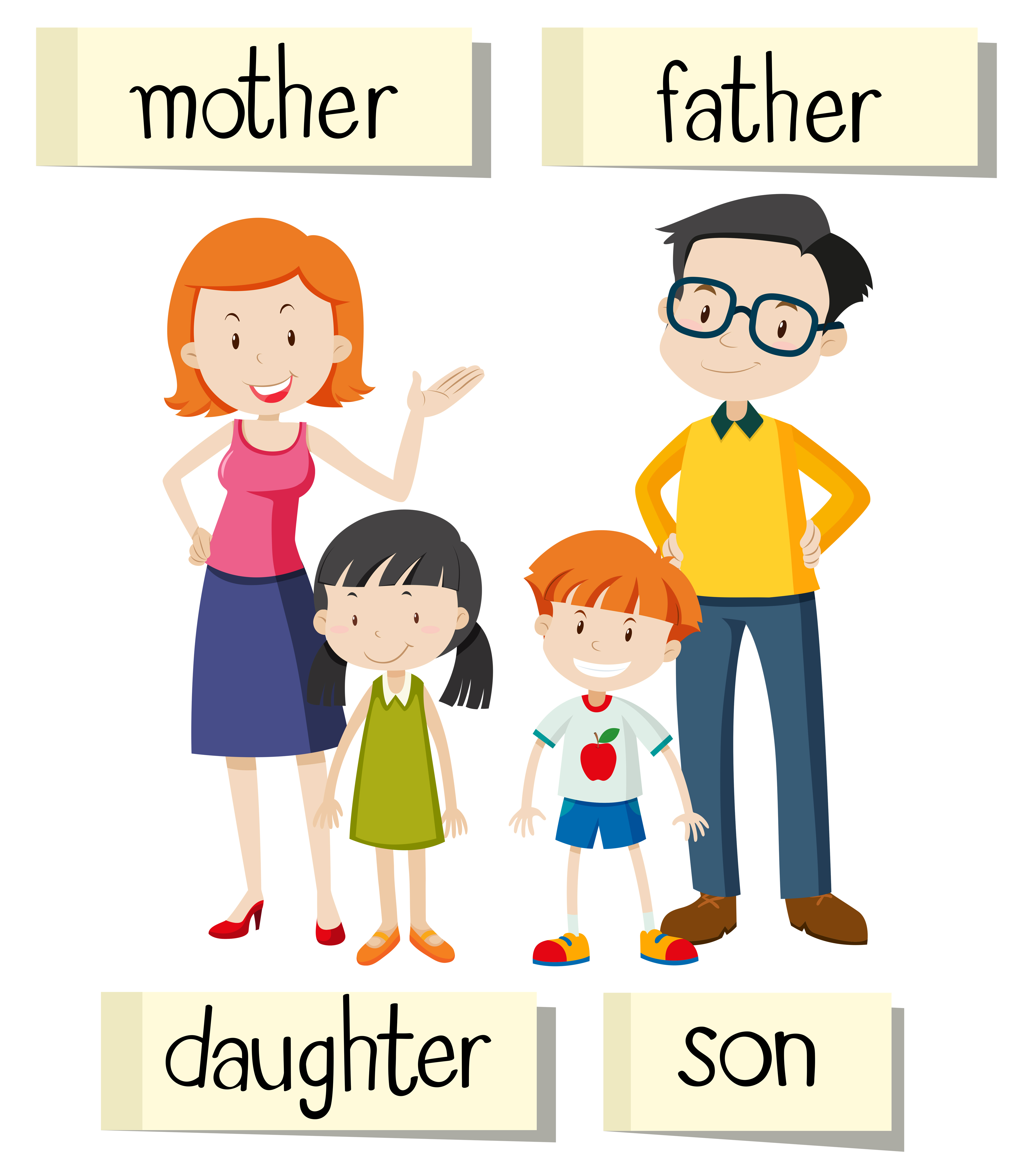 wordcard-for-family-members-455545-vector-art-at-vecteezy