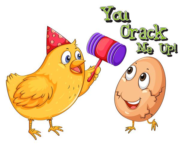 Chicken cracking an egg vector