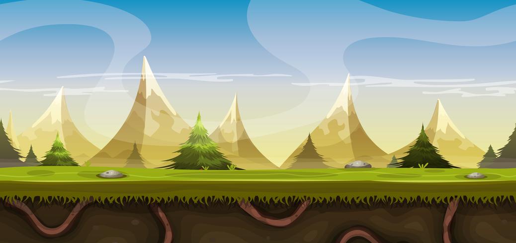 Paisaje de montañas sin fisuras para juego Ui vector