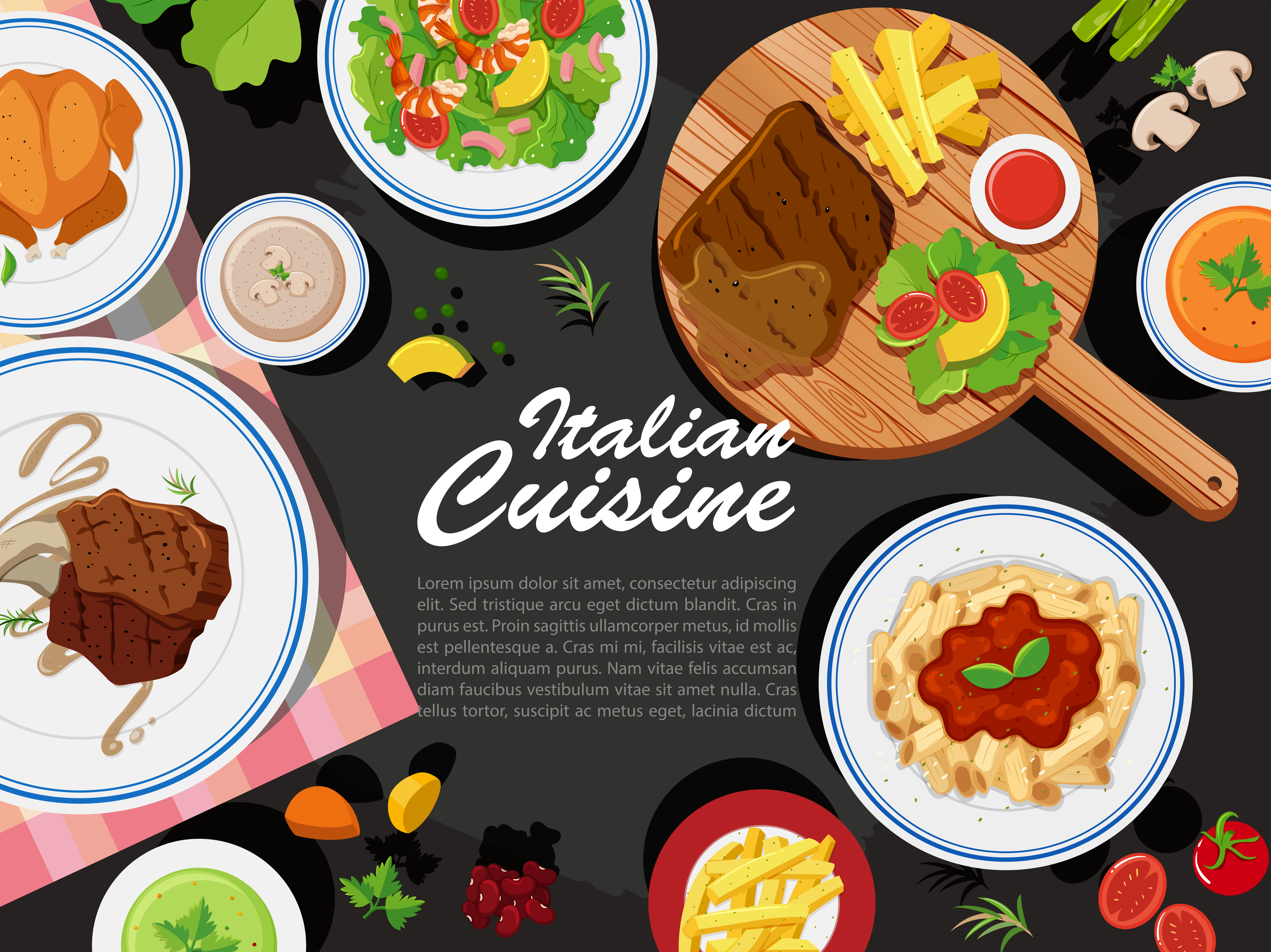 Background design with different types of food 455661 Vector Art at