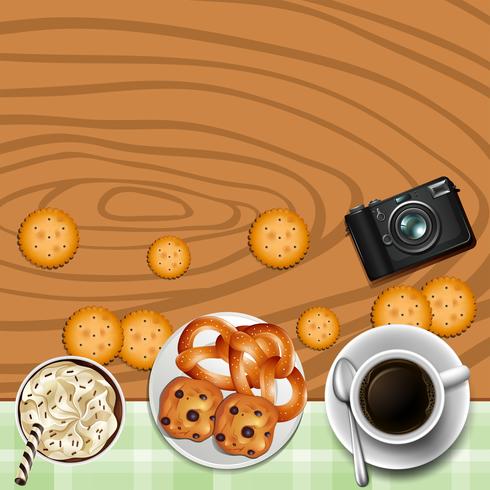 Background design with cookies and tea vector