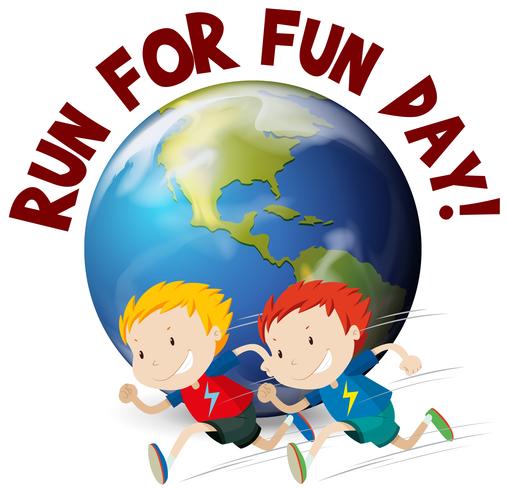 Two boys running for fun day vector